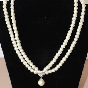 Simulated White Pearl, Multi-Color Austrian Crystal Beaded Necklace & Earrings